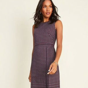 Ann Taylor Checked Overlap A-Line Dress